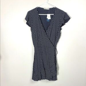 Abercrombie & Fitch Wrap Dress black white geometric print size XL